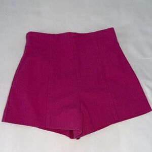 Women's High Waist Pink Shorts With Zip Back Closure